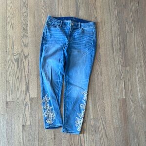 White House Black Market Blue Skinny Jeans with Embellishment (J2)
